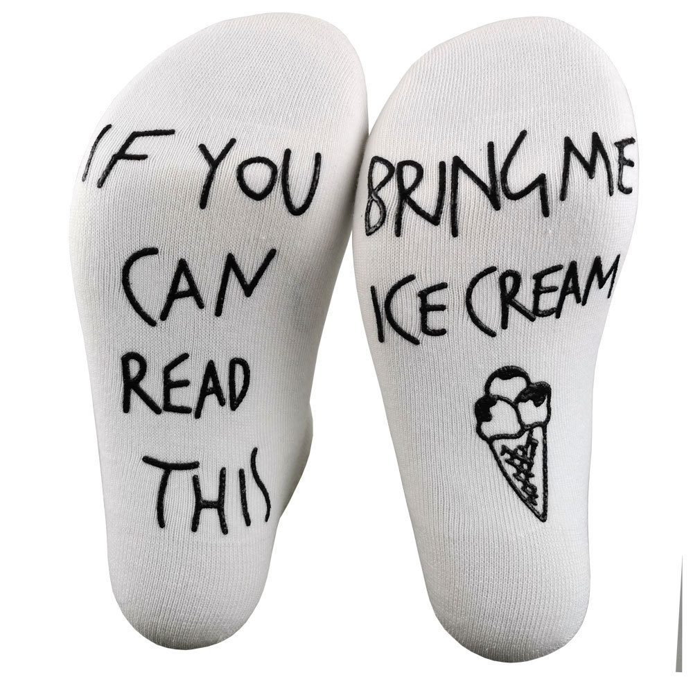 IF YOU CAN READ THIS BRINGME ICECREAM Letter Cotton Socks Novelty Words Socks Novelty Socks